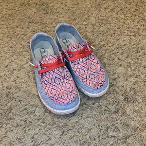 Denim and Aztec Hey Dudes